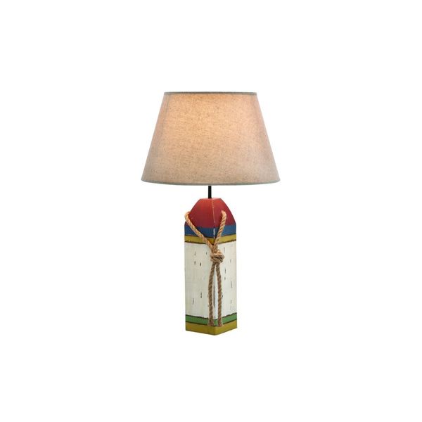 Buoy Painted Wood and Metal Table Lamp
