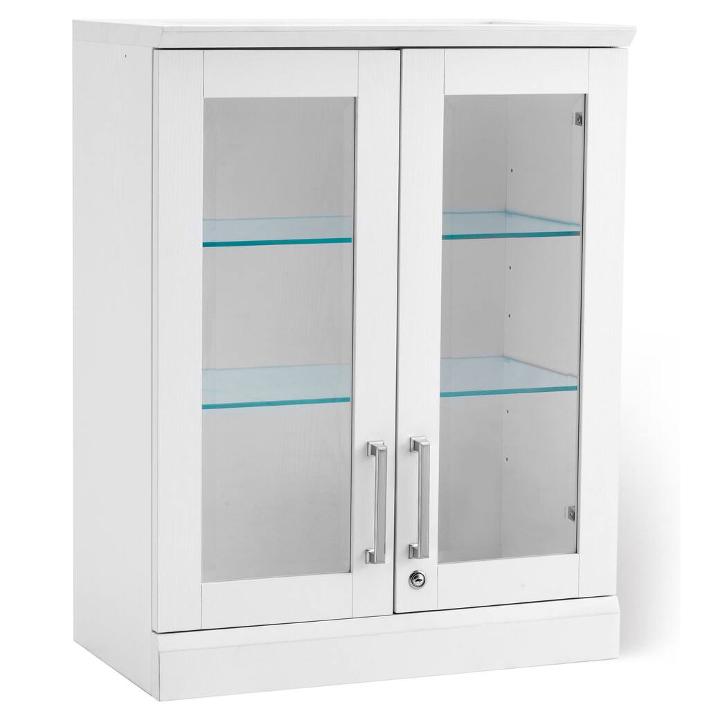 NewAge Products White Wood and Glass Shaker-style Short-wall Display Cabinet