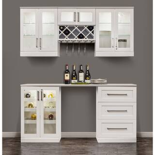 Home Bars For Less Newage Home Bar 72 Inch White 6 Piece Shaker Style Cabinet Set