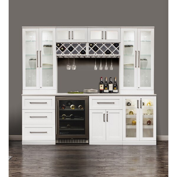 NewAge Products Home Bar 96inch x 25inch 9piece White Shaker Style