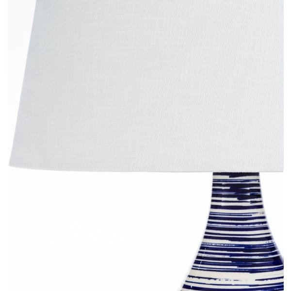 Cooke Clic Blue White Striped Table Lamp On Cooke Clic Blue White Striped Table Lamp On