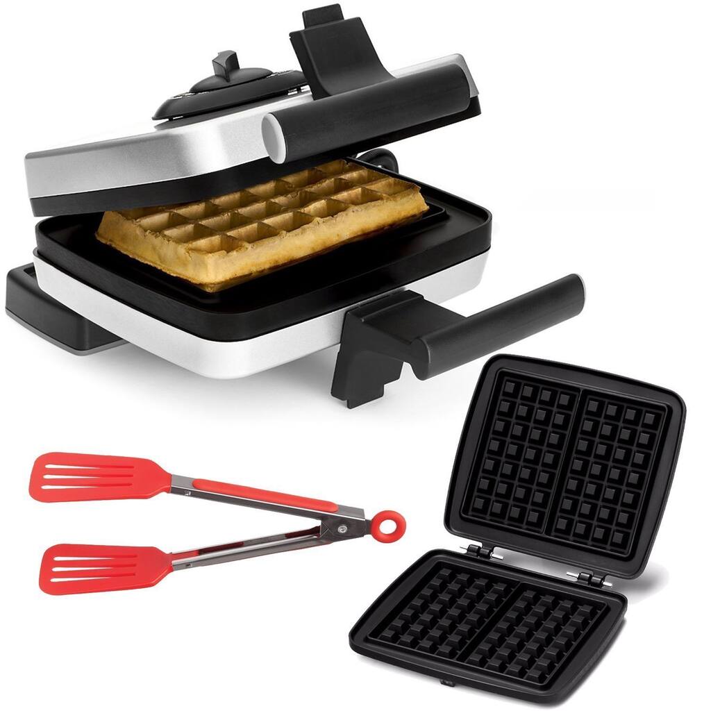 Croquade Traditional Waffle Maker with 4x7 US Waffle Plate & 8-Inch Nylon Tongs