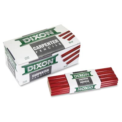 Dixon Economy Flat Carpenter Pencils - Red (12)