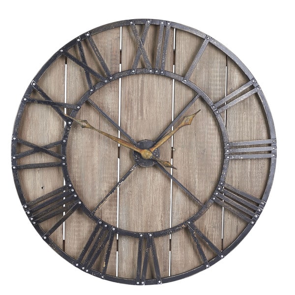 slide 2 of 2, Carbon Loft Maunchly Roman Numerals Vintage Wall Clock