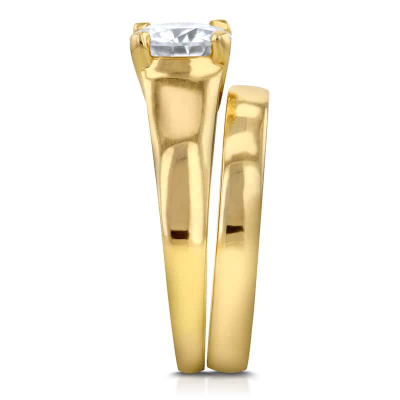 Annello by Kobelli 14k Yellow Gold 1 1/10ct Cushion Moissanite Classic Solitaire Bridal Set