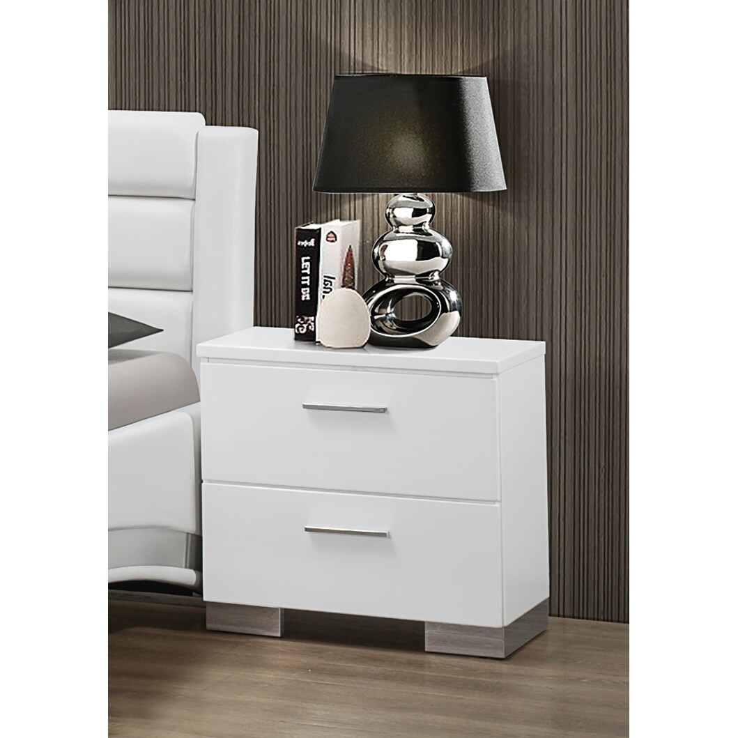 Coaster 203502 felicity high gloss white on sale 2 drawer nightstand