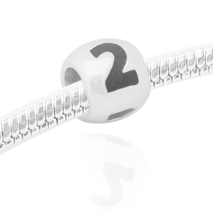 De Buman Sterling Silver Lucky Number 0 Enamel Charm Bead-fits Charm Bracelets 