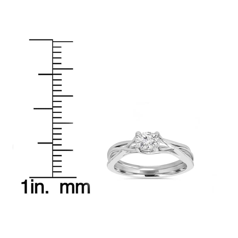 14k White Gold 1/2ct Intertwined Solitaire Diamond Engagement Ring Matching Wedding Band Set