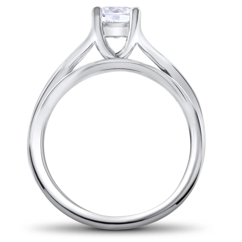14k White Gold 1/2ct Intertwined Solitaire Diamond Engagement Ring Matching Wedding Band Set