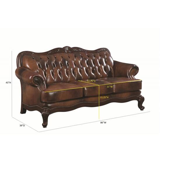 Shop Coaster Company Brown Leather Tufted Victoria Sofa Free