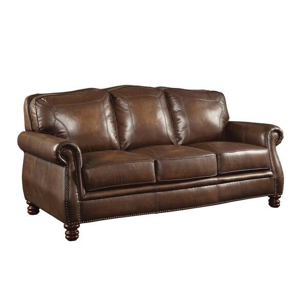 Shop Coaster Company Nailhead Trim Brown Leather Sofa Free