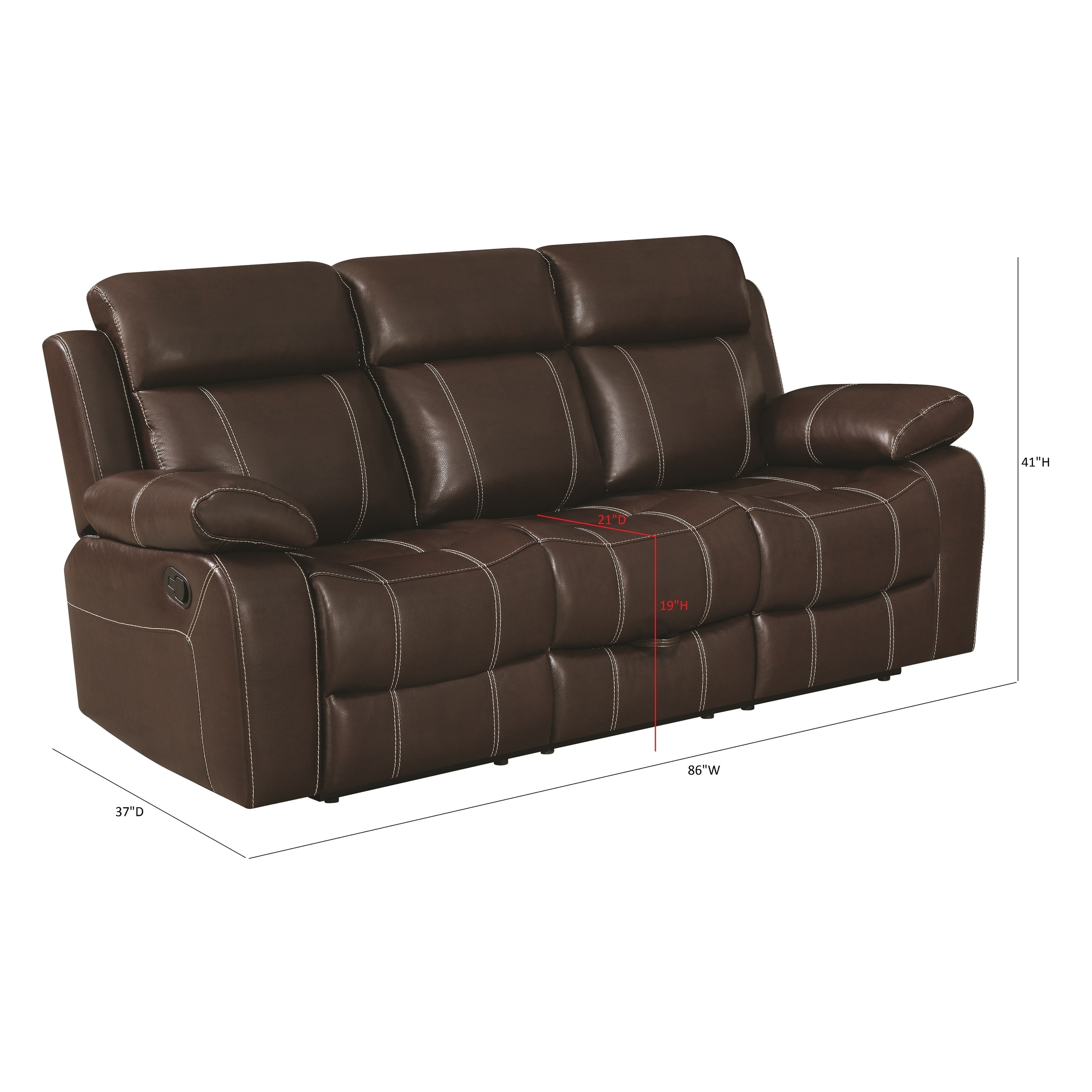 Shop Coaster Company Brown Leather Motion Sofa Overstock 12190037
