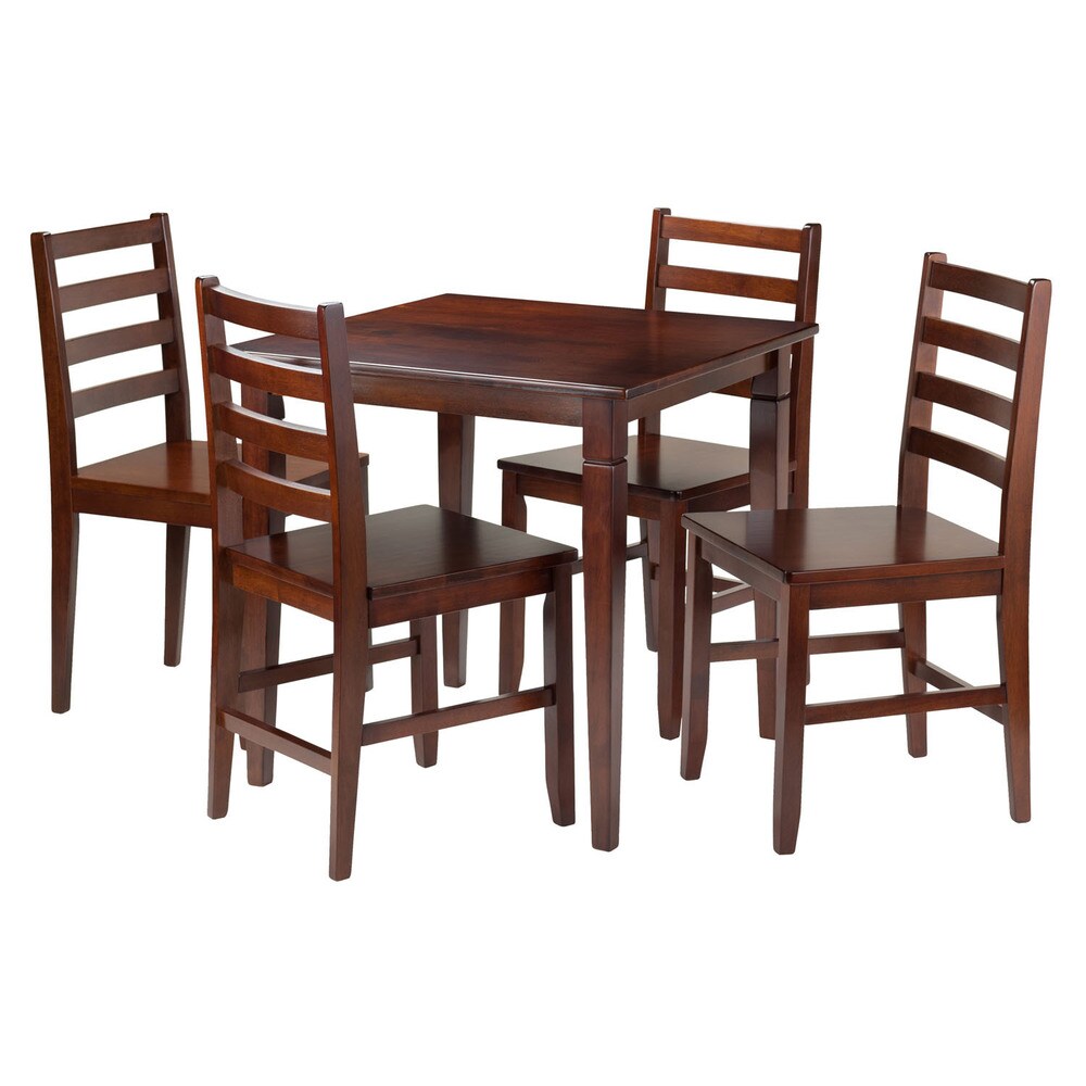 Winsome Trading Kingsgate 5-Pc Dining Table with 4 Hamilton Ladder Back Chairs (Rectangle - Fixed - 4)