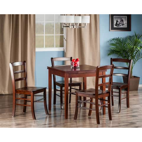 Winsome Pulman Extension 5-Piece Wooden Dining Table with Ladder Back Chairs