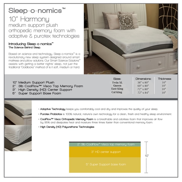 harmony memory foam sleeper xl