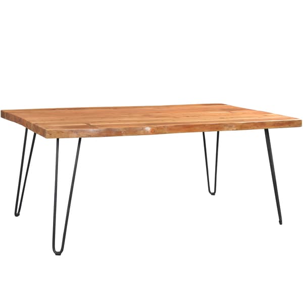 Handmade Wanderloot Mojave Sustainable Live Edge Acacia Dining Table with Black Hairpin Legs (India) - 31"H x 40"W x 71"L