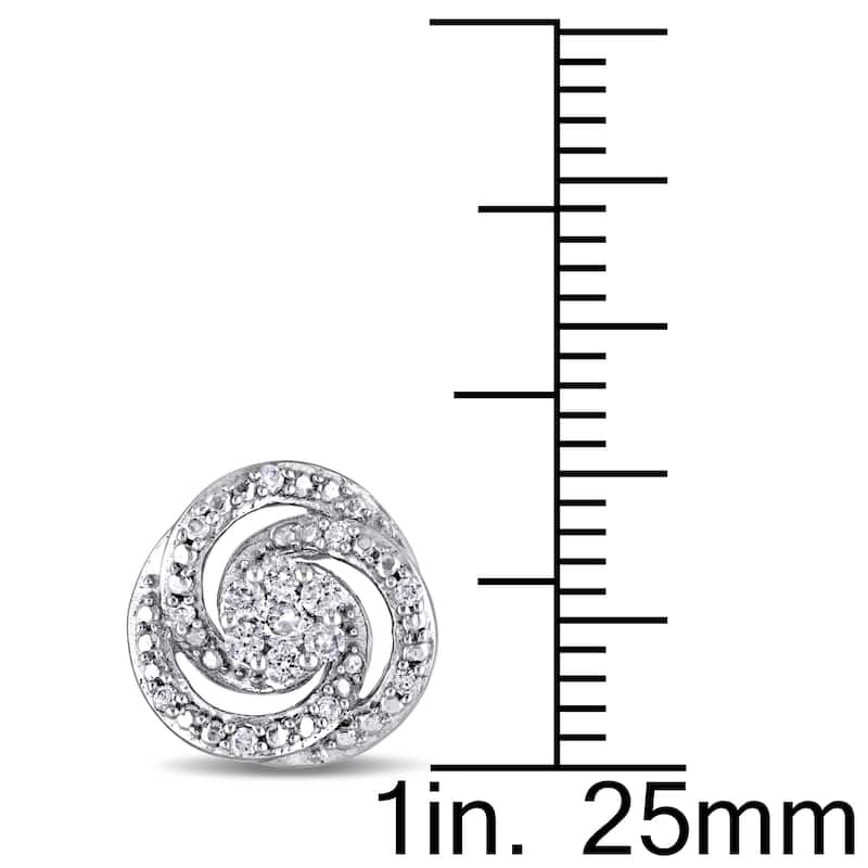 Miadora 10k White Gold 1/4ct TDW Diamond Floral Swirl Earrings