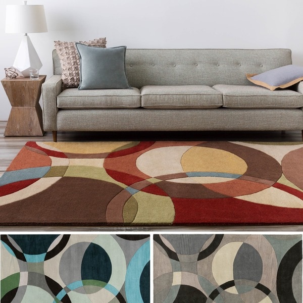 Hand-Tufted Contemporary Mayflower Circles Wool Area Rug - 12' x 15'