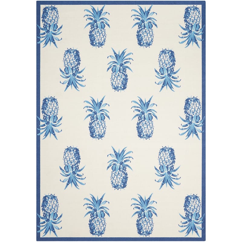 Waverly Sun N' Shade Pineapples Indoor/Outdoor Area Rug - 10' x 13' - Ivory/Blue