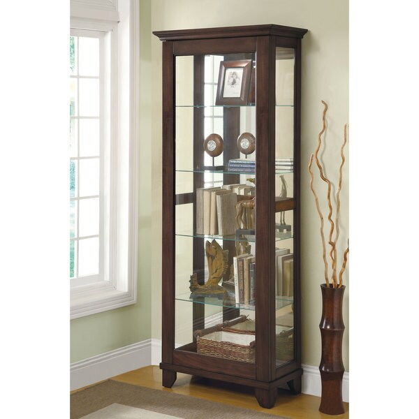Coaster Company Medium Brown Mirrored Can Light 5 Shelf Curio Coaster Company Medium Brown Mirrored Can Light 5 Shelf Curio Cabinet