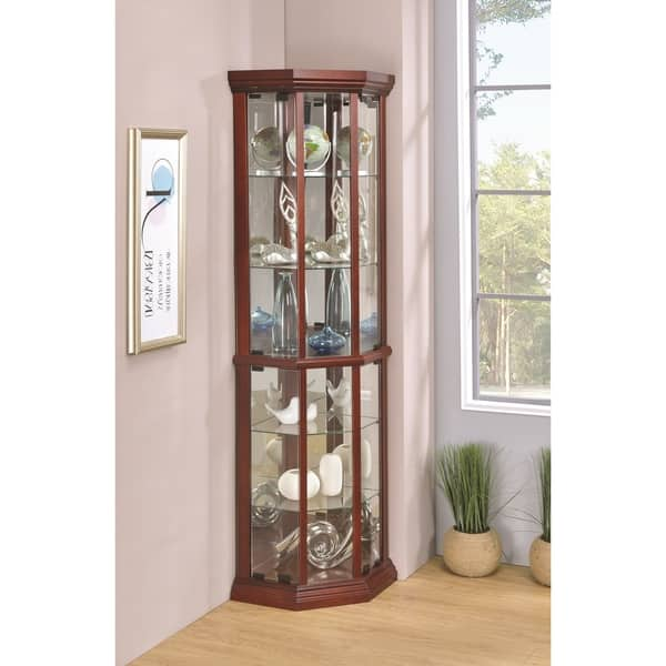 Shop Traditional Medium Brown Curio Cabinet On Sale Free