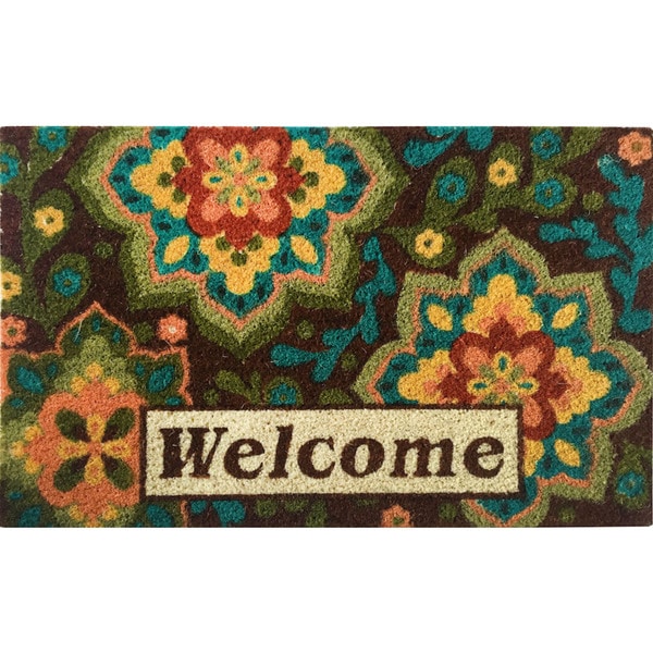 Home Dynamix Fiesta Collection 'Welcome' Medallion Coir Mat (2' x 3')