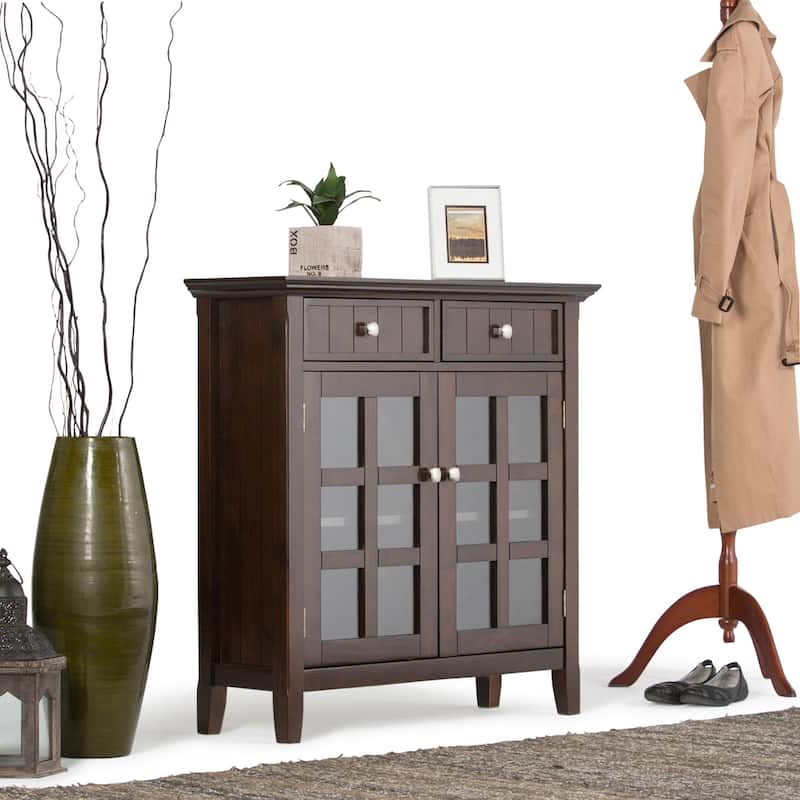 WYNDENHALL Normandy SOLID WOOD Entryway Storage Cabinet - 36"w x 12"d x 36"h - Brunette Brown