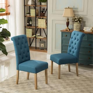 Blue Kitchen Dining Room Chairs Online At Our Habit Solid Wood Tufted Parsons Dining Chair Set Of 2