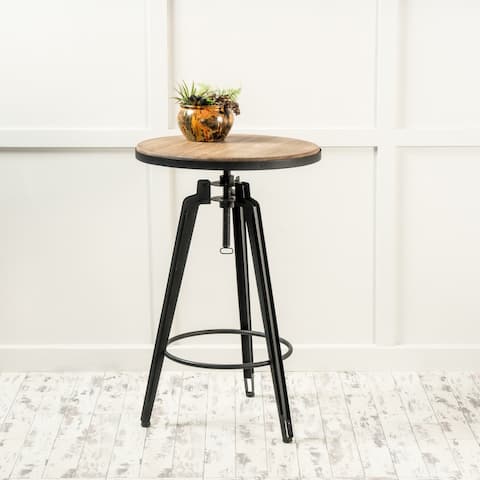Isla Rustic Wood Round Swivel Bar Table by Christopher Knight Home