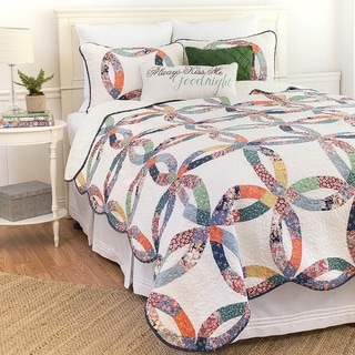 Heritage Wedding Ring Hand-pieced Patchwork Cotton 3-piece Quilt Set