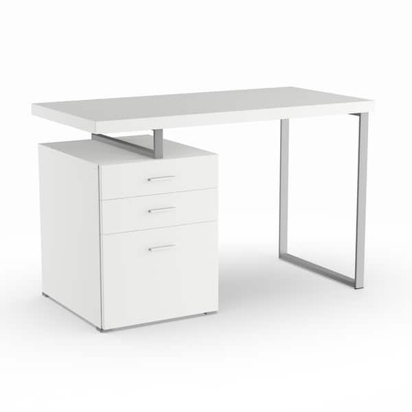 Shop Silver Orchid Linder White Filing Cabinet Writing Desk Free