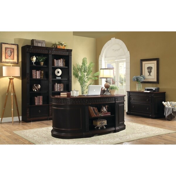 Coaster Company Black/ Cherry Wood Executive Oval Desk - Bed Bath