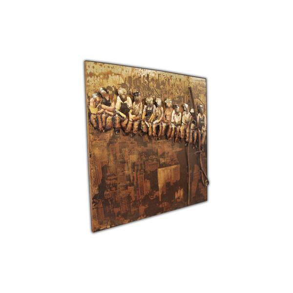 &lsquo;Lunch on a Skyscraper&rsquo; Modern Metal Art Wall Sculpture Decor