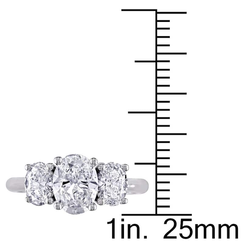 Miadora Signature Collection 18k White Gold 1 1/2ct TDW Certified 3-Stone Oval Shape Diamond Engagement Ring (H-I, SI2-I1) (IGI)