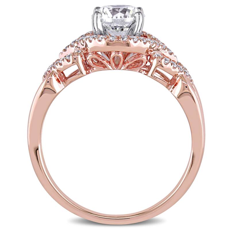Miadora Signature Collection 14k Rose Gold 1 1/5 ct TDW Certified Diamond Heart Motif Engagement Ring (M, VS1) (GIA) - White