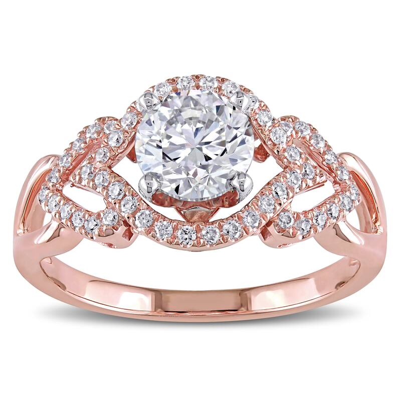 Miadora Signature Collection 14k Rose Gold 1 1/5 ct TDW Certified Diamond Heart Motif Engagement Ring (M, VS1) (GIA) - White