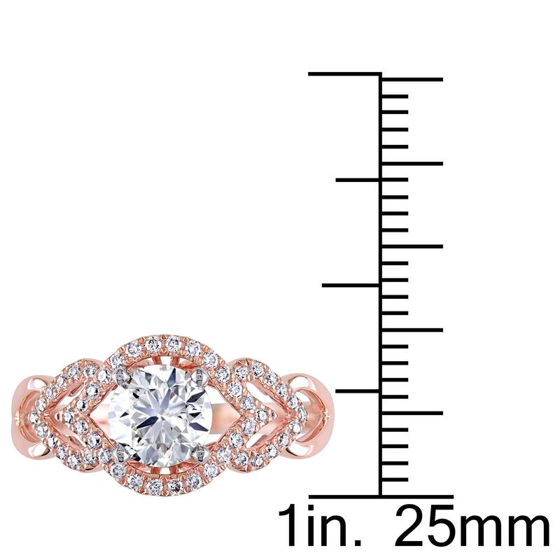 Miadora Signature Collection 14k Rose Gold 1 1/5 ct TDW Certified Diamond Heart Motif Engagement Ring (M, VS1) (GIA) - White