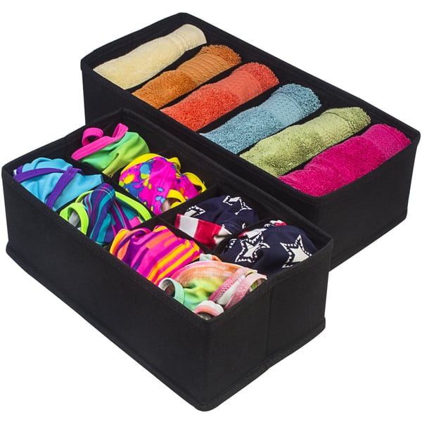 Shop Black Foldable Drawer Dividers Pack Of 4 Free Shipping On