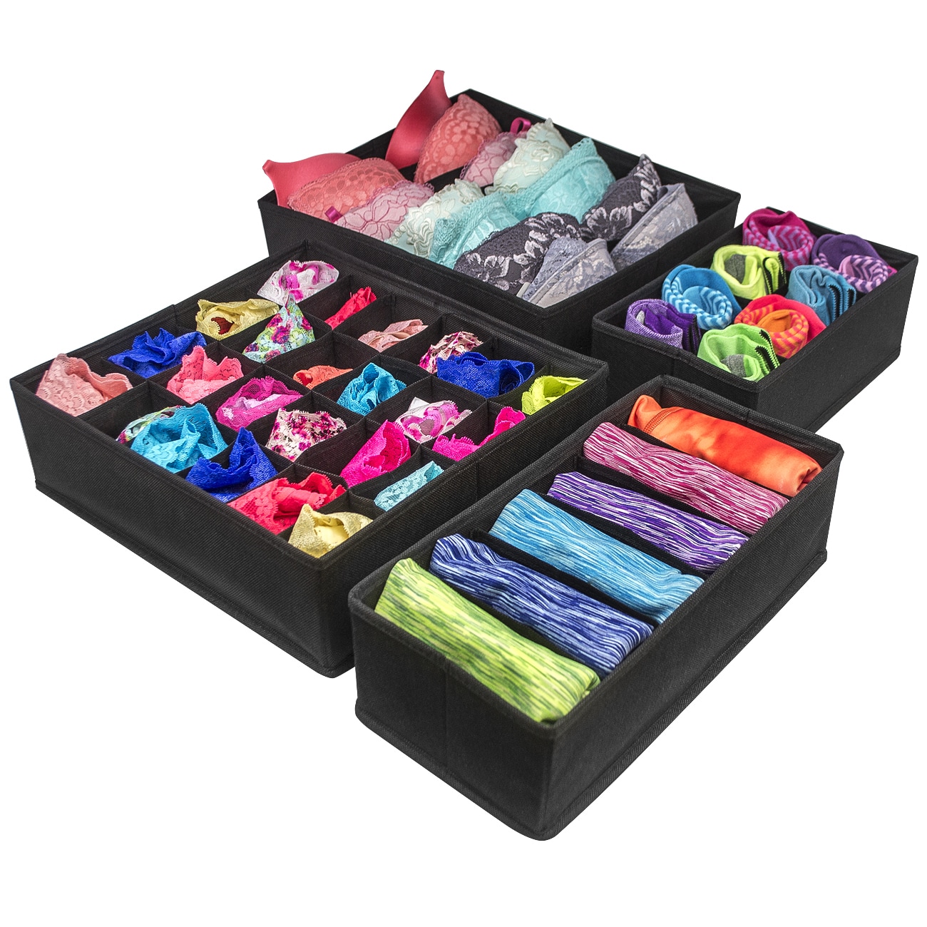 Shop Black Foldable Drawer Dividers Pack Of 4 Free Shipping On