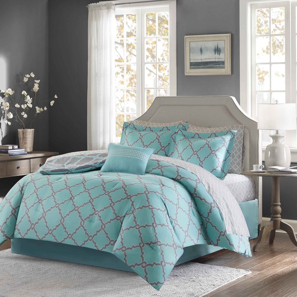 madison park essentials claremont reversible bed in a bag set aqua