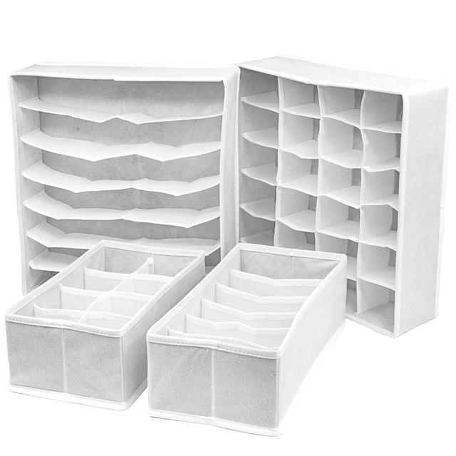 Sorbus White 4-piece Foldable Drawer Divider Set