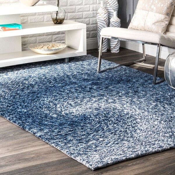 nuLOOM Handmade Contemporary Abstract Swirl Blue Rug - 7'6 x 9'6