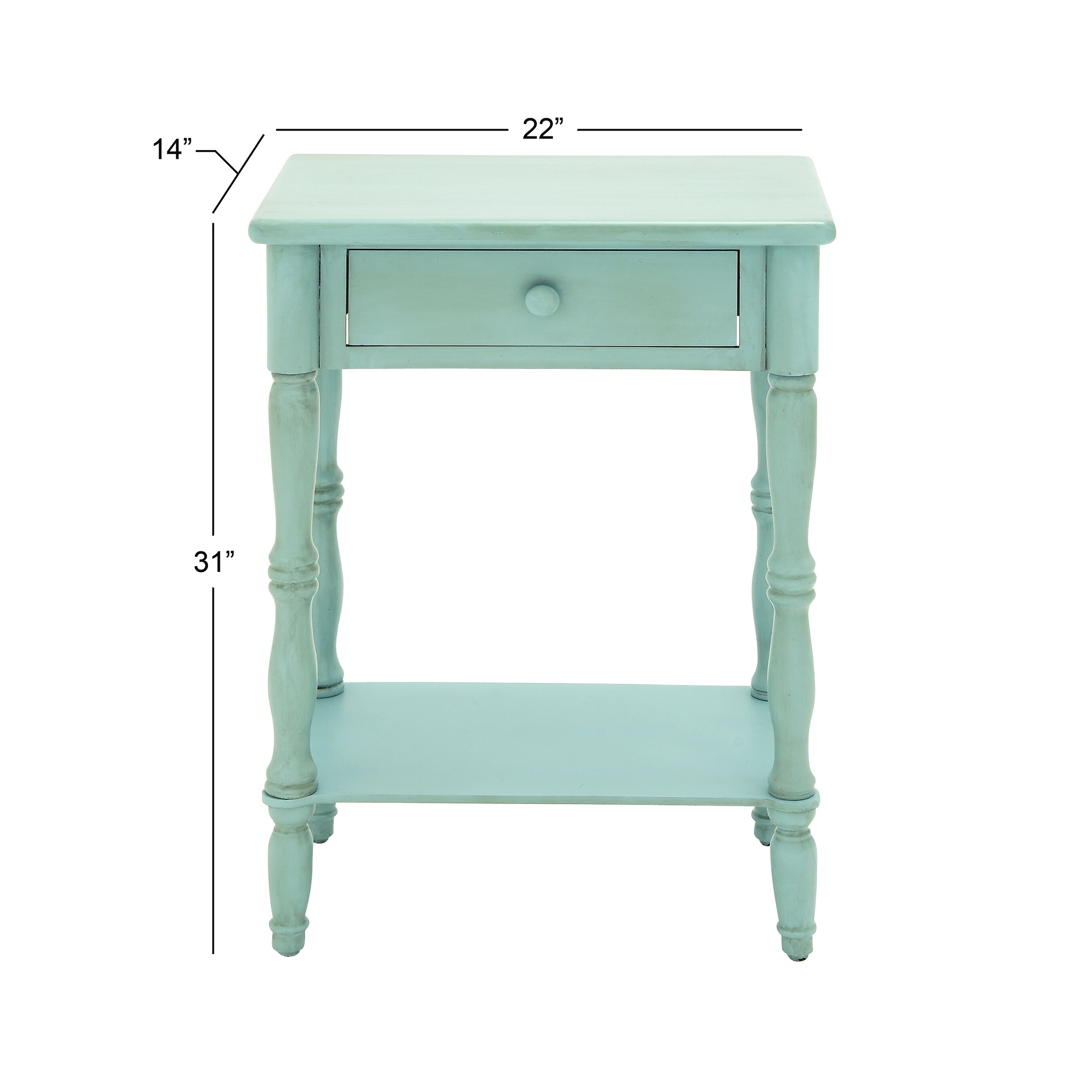 Shop Farmhouse 31 Inch Light Turquoise One Drawer Side Table By Studio 350 Overstock 12204441