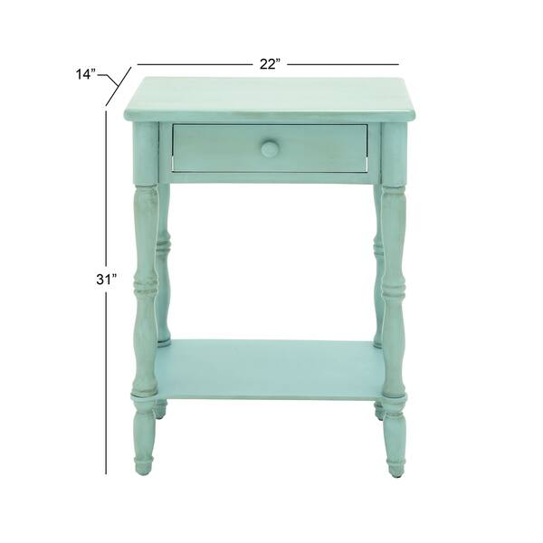 Shop Farmhouse 31 Inch Light Turquoise One Drawer Side Table By Studio 350 Overstock 12204441