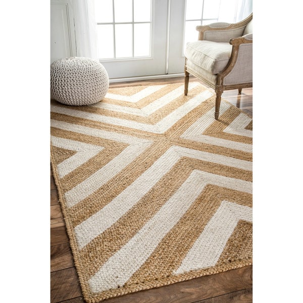 nuLOOM Patterned Chevron Jute Natural Rug (7'6 x 9'6) Free Shipping