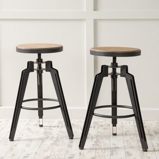 Isla 25-inch Adjustable Rustic Wood Barstool (Set of 2) by Christopher Knight Home