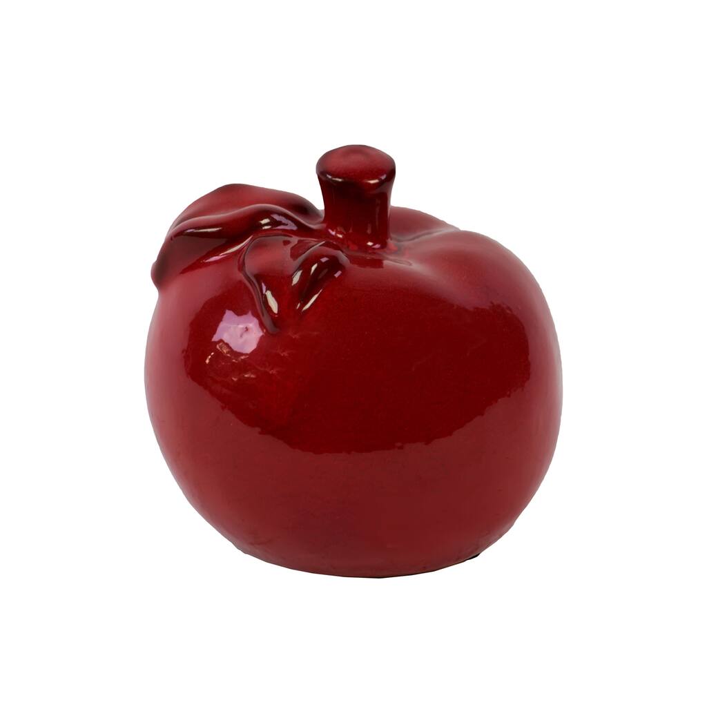 Urban Trends Collection Red Ceramic Large Apple Figure with Glossy Finish