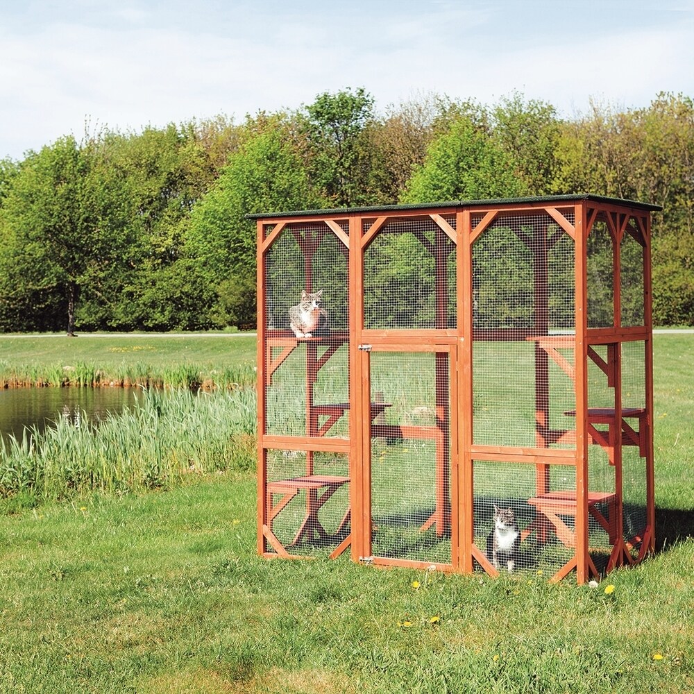 trixie outdoor wooden cat patio