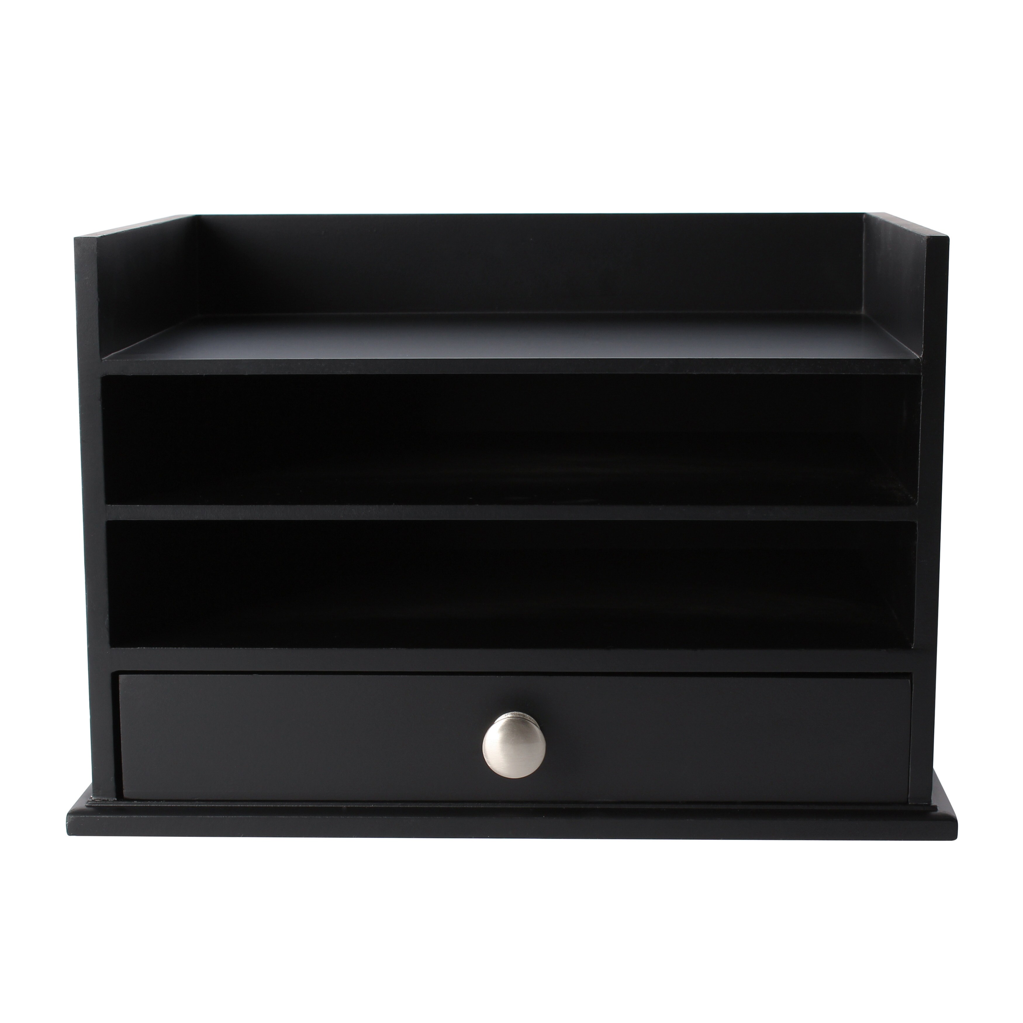 designovation francesca desktop organizer with 3 letter trays and black letter tray