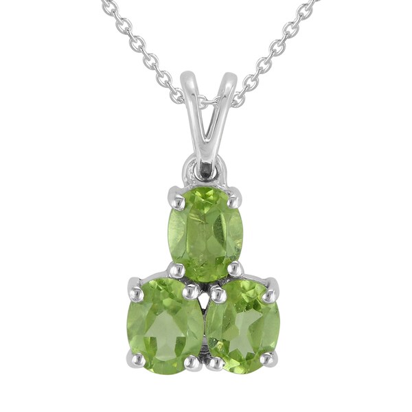 Shop Sterling Silver Oval Peridot Pendant Necklace - On Sale - Free ...